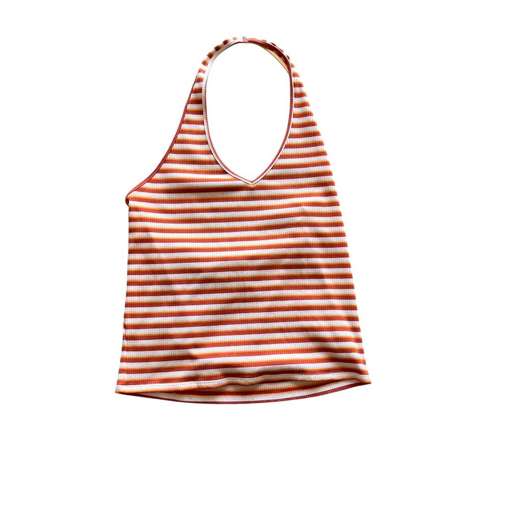 American Eagle Outfitters Orange and White Striped Tank Top, Sz L